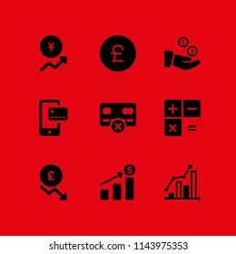 money icon set with pound sterling, increased revenue and profits vector icons for web and graphic design
