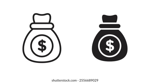 Money icon set in Thin line black color.