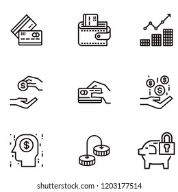 Money icon set vector