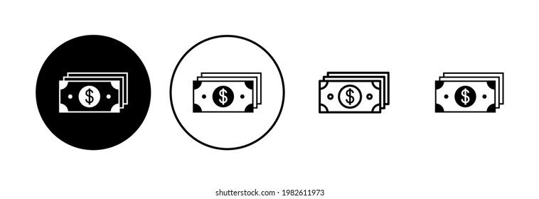 Juego de iconos de dinero. Icono del vector de dinero. 