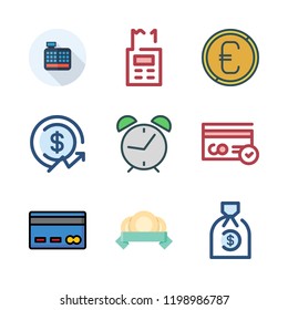 money icon set. vector set about coins, coin, credit card and cashier icons set.