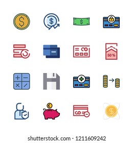 money icon set. vector set about profits, coin, coin stack and save icons set.