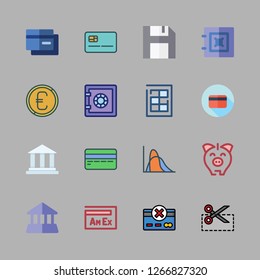 money icon set. vector set about coin, credit card, safebox and coupon icons set.