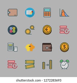 money icon set. vector set about gold ingots, coin, comparative and coin stack icons set.