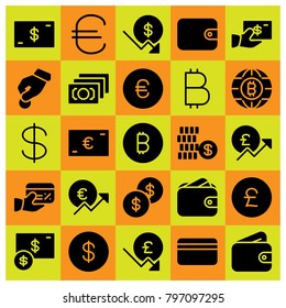 Money icon set vector. coin, credit card, donate and pound sterling