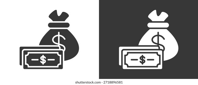 Money Icon Set Vector Collection Isolated In Black And White