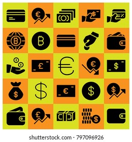 Money icon set vector. donate, money bag, pound sterling and bag