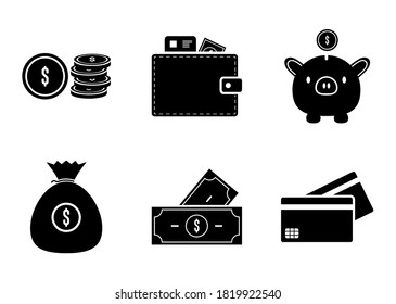 money icon set - vector illustration .