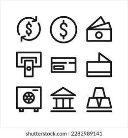 conjunto de iconos de dinero. ilustración vectorial.