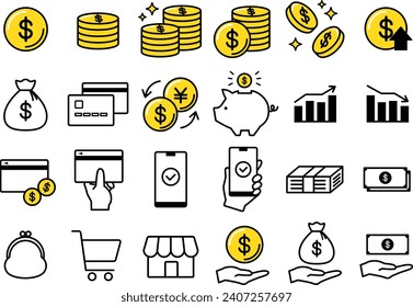 Ilustración vectorial del conjunto de iconos de dinero