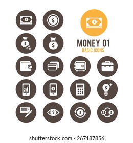Money icon set. Vector illustration.