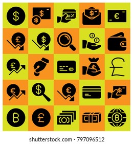 Money icon set vector. loupe, coins, coin and wallet