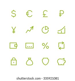 Money icon set - vector minimalist. Different symbols on the white background.