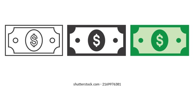 Money icon set vector. outline and flat icon design