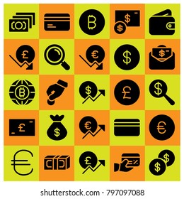 Money icon set vector. pound sterling, donate, euro and money
