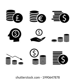 Money Icon Set Vector Sign And Symbols.