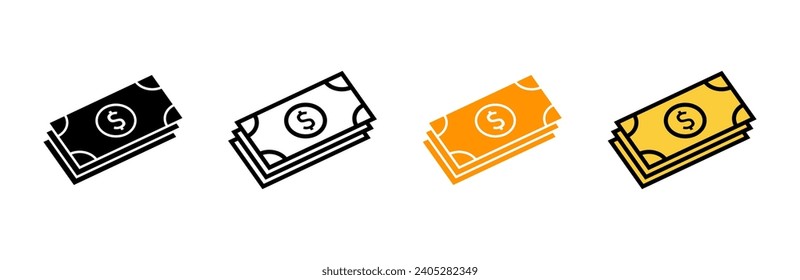 El vector del conjunto de iconos de dinero. Signo y símbolo de dinero