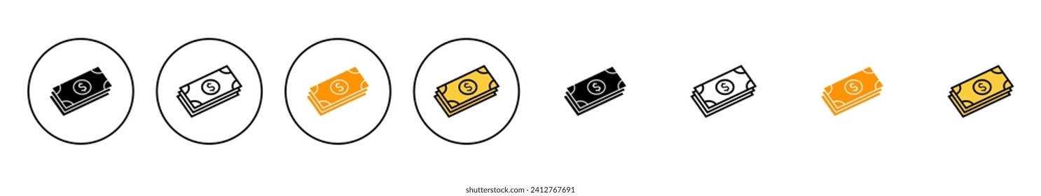 El vector del conjunto de iconos de dinero. Signo y símbolo de dinero