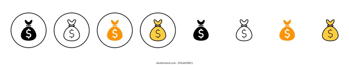 El vector del conjunto de iconos de dinero. Signo y símbolo de dinero