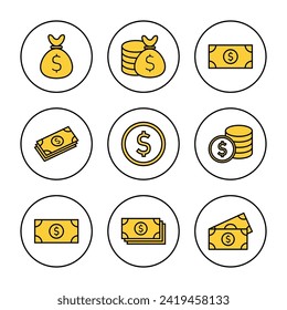 Money icon set vector. Money sign and symbol