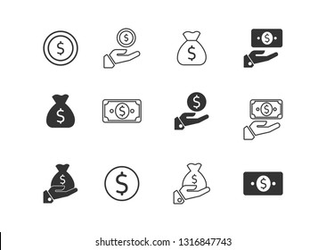 Money icon set vector. symbol finance business isolated logo.