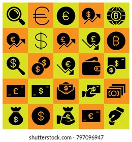 Money icon set vector. wallet, money bag, donate and dollar