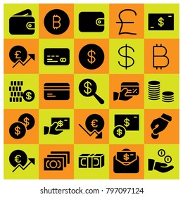 Money icon set vector. wallet, pound sterling, money and credit card