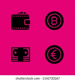 money icon set. wallet, bitcoin and coin vector icon for graphic design and web