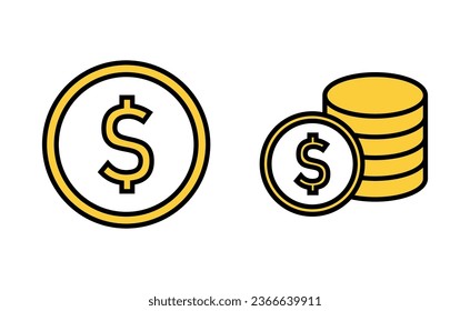 Money icon set for web and mobile app. Money sign and symbol
