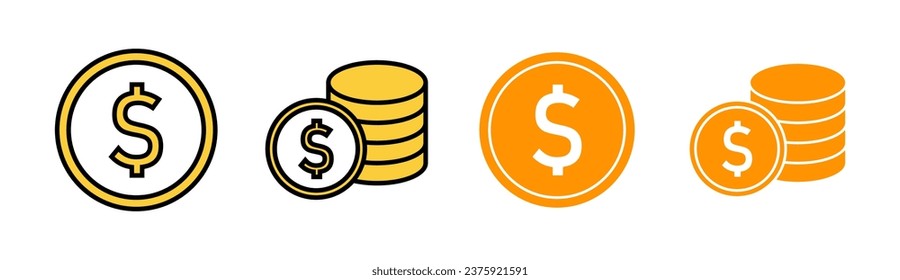 Money icon set for web and mobile app. Money sign and symbol