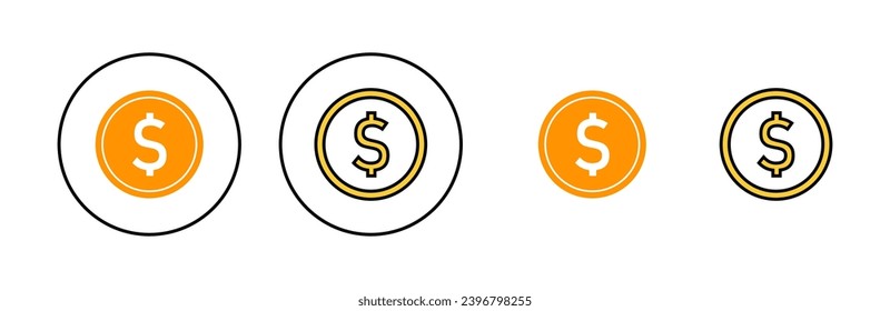 Money icon set for web and mobile app. Money sign and symbol