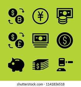 money icon set. With money, yen and exchange  vector icons for graphic design and web