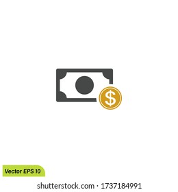 icono de dinero. Ilustración de elemento simple. diseño de símbolos de concepto de moneda. Se puede usar para web y móvil. vectores 10