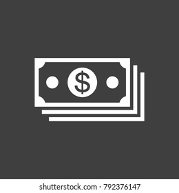 Money icon - simple flat design isolated on grey background, vector