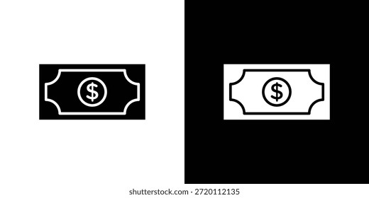 Ícone de dinheiro simples ilustrações gráficas planas. Vetor de silhueta preto e branco