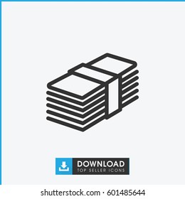 money icon. simple outline money vector icon. on white background.