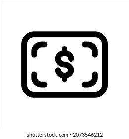Money icon, simple vector line style, editable strokes