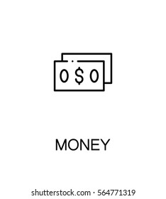 Money icon. Single high quality outline symbol for web design or mobile app. Thin line sign for design logo. Black outline pictogram on white background