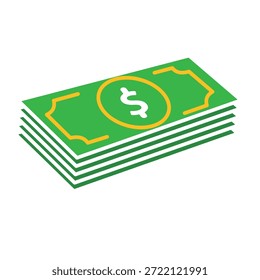 Icono de dinero. Pila de billetes de dólar sobre un fondo blanco. Economía, negocios, simple. Estilo de diseño plano.