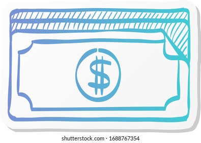 Money icon in sticker color style. Finance wealth banking