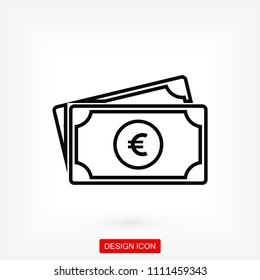 Money icon, stock vector illustration flat design style