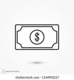 Money icon, stock vector illustration flat design style
