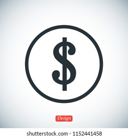 Money icon, stock vector illustration flat design style