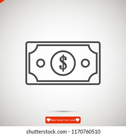 Money icon, stock vector illustration flat design style