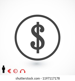 Money icon, stock vector illustration flat design style