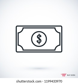 Money icon, stock vector illustration flat design style