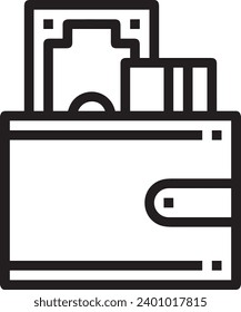 Money icon symbol outline vector image. Cash payment symbol banking graphic concept. Illustration of the dollar currency coin graphic design image.