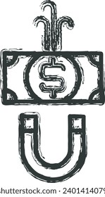Imagen vectorial del símbolo del dinero. Ilustración de la imagen de diseño de moneda en dólares