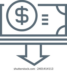 Imagen vectorial del símbolo del dinero. Ilustración de la imagen de diseño de moneda en dólares