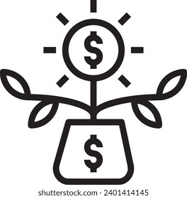 Imagen vectorial del símbolo del dinero. Ilustración de la imagen de diseño de moneda en dólares